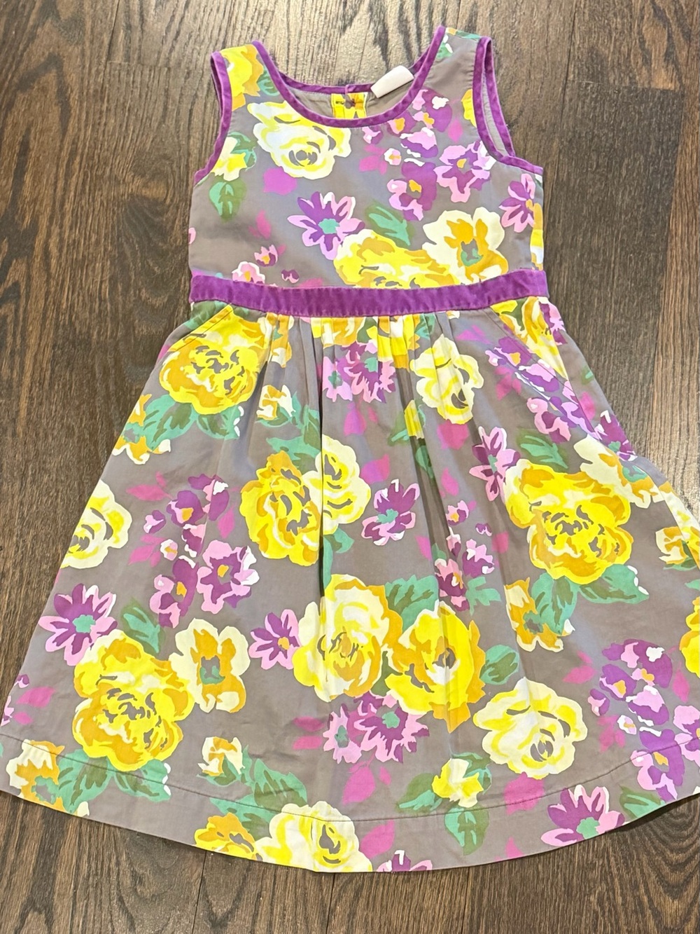 Boden Yellow & Purple Floral Sleeveless Dress